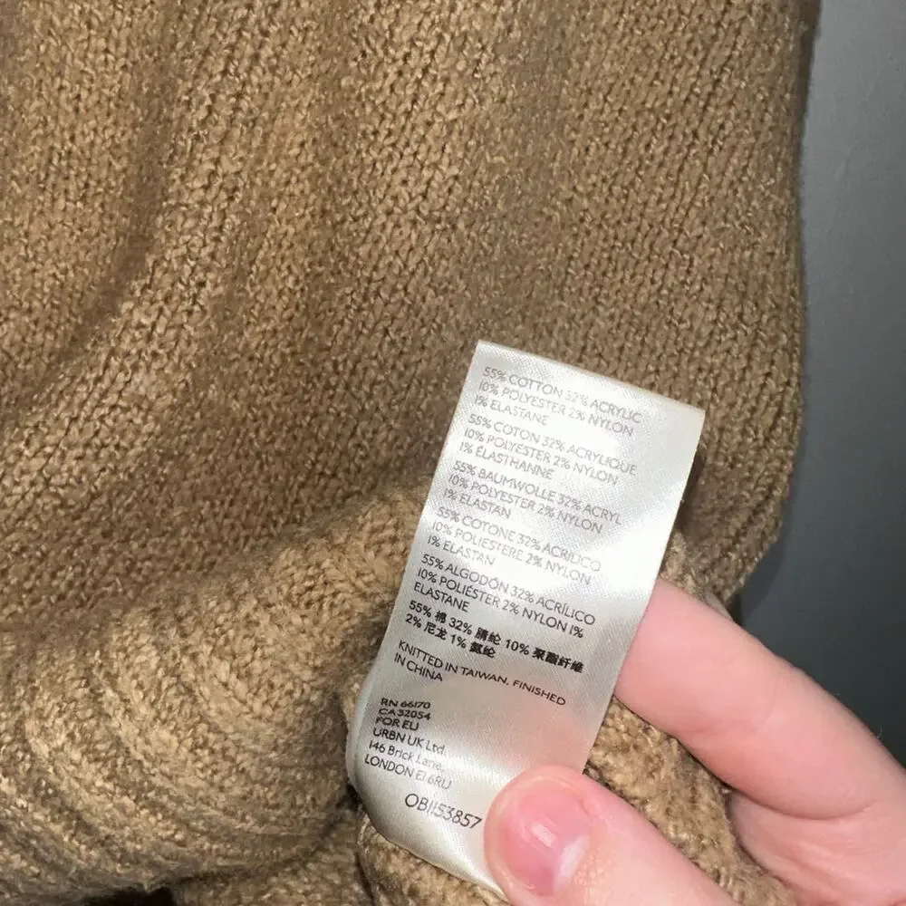 Free People Brookside Tunic Sweater Oversized Slouchy Fit Neutral Tan Small